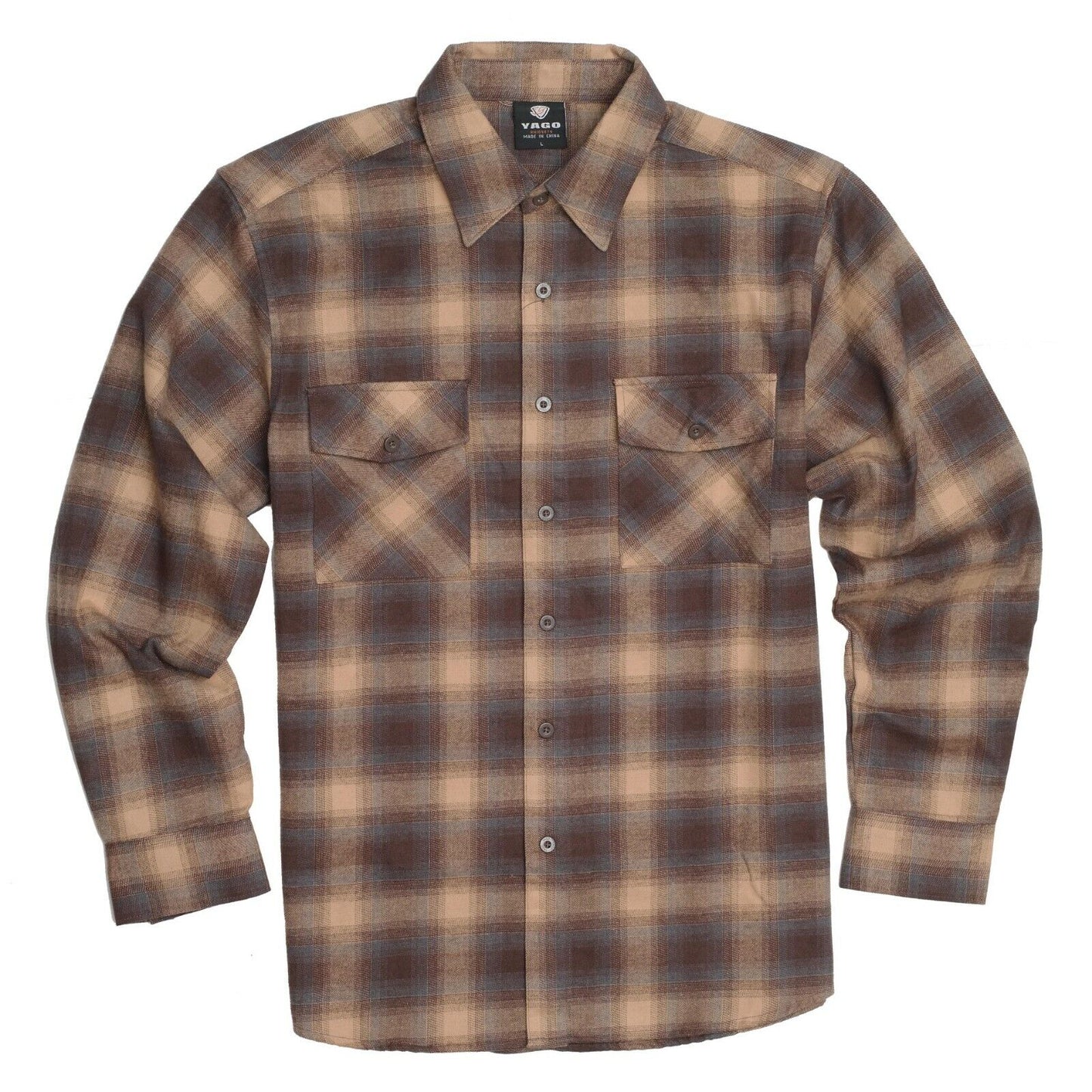 Yago Long Sleeve Flannel Plaid Button Up Shirt